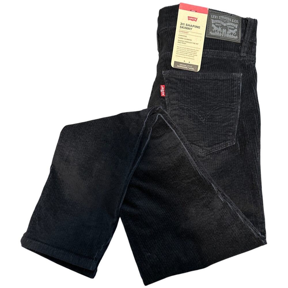 Levi’s Mid Rise Black Corduroy 311 Shaping Skinny Jeans Size 28 NWT